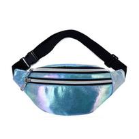 Pack Hologram Waist Bag Laser PU Beach Travel Banana Hip Bum Zip Waist Bags Women Belt Bag
