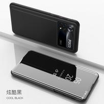 „Xiaomi Poco X4 Pro 5G Case“ prabangus išmanusis veidrodinis odinis atverčiamas stovo dėklas, skirtas „Mi Pocco X4Pro PocoX4 X 4 Pro“ galinio dangtelio pagrindams For Poco X4 Pro 5G juoda