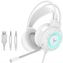 Žaidimų ausinės HiFi 9D erdvinis garsas Stereo ausinės Laidinės mikrofono ausinės USB Spalvinga šviesa nešiojamojo kompiuterio ausinės nešiojamam kompiuteriui/asmeniniam kompiuteriui/mobiliajam/PS4/Xbox None balta