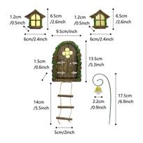 Cross-border Elf Luminous Door & Window Hanging Ornament: Creative Resin Wood-like Garden Tree Decoration 20.5*17*5.5 CM/Set