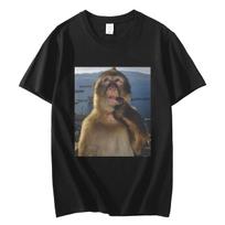 Men's Funny Thinking Monkey Meme T-shirt Casual Graphics Women Cotton Tee Loose Short Sleeve Tops Streetwear Unisex All-season M