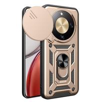 Šarvuotas dėklas Funda, skirtas Honor Magic 8 Lite, dangtelis su slankiojančiu kameros apsaugos žiedu, stovas, smūgiams atsparus galinis dangtelis Capa Funda Honor Magic8 Lite auksas
