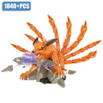 Creative MOC Anime 1480pcs Nine-tailed Fox Figure Building Blocks DIY Assemble Orange Gumiho Model Bricks Toys For Children Gift