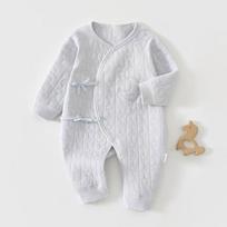 Rudens žiemos dygsniuotas naujagimio medvilninis kombinezonas: Šilti ilgomis rankovėmis kūdikio pižama ir ropojimo apranga Size 59 [55-59cm, 8-12kg] white