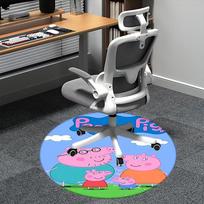 Peppa Pig šeimos kėdės kilimėlis Apvalus kilimas-Biuro kilimas, Skalbiamas mašinoje, Neslystantis, Tinka svetainėms, Miegamiesiems 80cm gray
