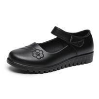 Women's Genuine Leather Non-Slip Velcro Shoes - Middle-Aged & Elderly, First Layer Cowhide, Mom-Friendly Flat Shoes, Plus Size Available 36 juoda
