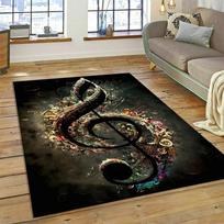 Retro muzikos natų kilimas miegamajam  Vintažinis  Didelis 3D spausdintas namų kilimas svetainei, sofai, stalui  Minkštas neslystantis grindų kilimėlis 40x60cm gray