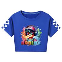 5528 Kids Girls Roblox Print Casual Short Style T-Shirt 110cm tamsiai mėlyna spalva