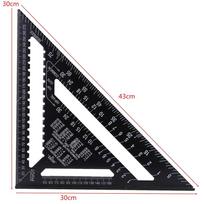 Black 12inches Speed Square Metric Aluminum Alloy Triangle Ruler Squares for Measuring Tool Metric Angle Protractor Woodworking Tools