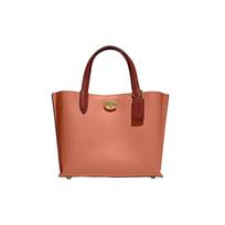 Coach Willow 24 Turnlock Zipper Double Layer Pebble Leather Bucket Tote Shopping Bag Shoulder Crossbody Handbag Medium Women tote C8561-B4TXP Basic Set (Bag+Dust Bag)
