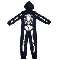 Šviečiantis tamsoje skeletas kombinezonas vaikams Helovino kostiumų vakarėliui Minkštas audinys Ilgomis rankovėmis apranga 130cm juoda