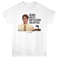 The Office TV Show Jim Halpert Bears Beets Battlestar Galactica Men's T shirt M
