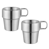 Pack Of 2 Stainless Steel Insulated Camping Mugs Foldable Handle Double Walled Coffee Cups For Outdoors Hiking 1
