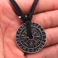Viking Compass Necklace Odin Rune Pendant Mens Norse Jewelry Viking Warrior Gift antikinės sidabrinės spalvos