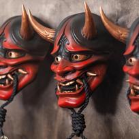 Japanese Assassin Mask Halloween Creepy Face Mask Latex Cosplay Party Props raudona