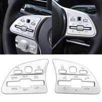 Automobilio vairo mygtukų skydelio apdailos lipdukas Mercedes Benz C E A B klasėms GLC GLB GLE GLS W177 W205 W213 A200L 2020-24 sidabras