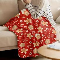Christmas gingerbread man digital-printed polyester Bedroom velvet flannel cover blanket Fleece soft cover blankets for beds 75x90cm