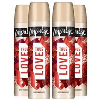 Purškiamasis dezodorantas - IMPULSE - True Love - 75ml - Rožių ir kokoso kvapas - 4 vnt. pakuotė