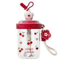 Kawaii 580ML/520ML Water Bottles Straw Dust Cap With Straw Drinking Cup Portable Handle High-capacity Vacuum Cup Protein Shakese