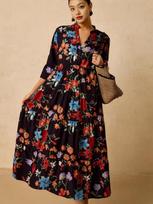 Plus Size Floral V-Neck Long Sleeve Maxi Dress | Loose Fit for Spring/Summer/Casual 2XL juoda