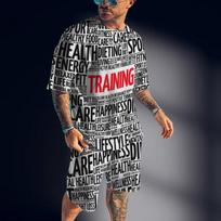 Men's Full Body Printed T-Shirt Set Casual Fashion Luxury Style Full Set of Clothes Street Wear Drawstring Shorts Summer S