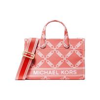 MICHAEL KORS Gigi Argyle Pattern Logo Fabric Tote Bag Tote Bag Shopping Bag Shoulder Crossbody Handbag Small Women's Coral Red raudona