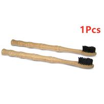 1/2/5 Pcs Natural Biodegradable Bamboo Toothbrush: Eco-Friendly BPA-Free Charcoal Infused bristles with Bamboo joint Wood Handle beige
