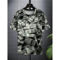Madingas USD dolerio grafikos marškinėlis vyrams Tendencija Asmenybė 3D pilnas spaudinys Pinigų rašto marškinėliai Vasaros laisvalaikio Hip Hop vaikų marškinėliai 2XS