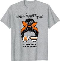 Leukemia Awareness Warrior Support Squad Messy Bun Unisex T-Shirt XXXL