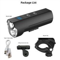 New High-Beam Dual-Light 21700 Battery USB Charging Digital Display Mountain Biking Night Riding Bicycle Front Light General&Standard juoda
