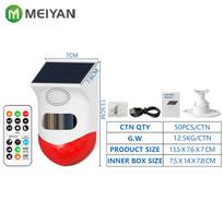 Custom Solar Alarm System Outdoor Waterproof Motion Sensor Strobe Light Loud Siren Remote Control (White,Remote Control) balta