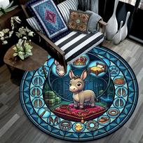 Royal Donkeys Journey Round Area Rug Under Office Chairs Bedroom Living Room Home Decor 80cm x 80cm