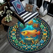 Golden Treasure Hunt Round Area Rug Under Office Chairs Bedroom Living Room Home Decor 80cm x 80cm