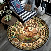 Prehistoric World Explorer Round Area Rug Under Office Chairs Bedroom Living Room Home Decor 80cm x 80cm