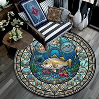 Underwater Kingdom Round Area Rug Under Office Chairs Bedroom Living Room Home Decor 80cm x 80cm