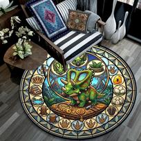 Prehistoric Glass Round Area Rug Under Office Chairs Bedroom Living Room Home Decor 80cm x 80cm
