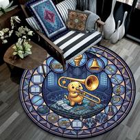 Musician Glass Round Area Rug Under Office Chairs Bedroom Living Room Home Decor 80cm x 80cm