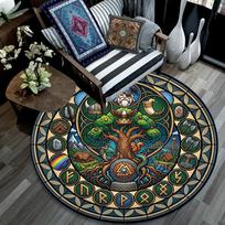Mythology Tree Round Area Rug Under Office Chairs Bedroom Living Room Home Decor 80cm x 80cm