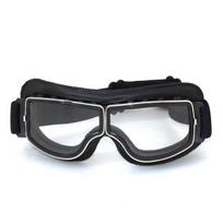 Motociklų stiklai nuo vėjo Motociklo šalmo Akiniai nuo saulės Retro Universalūs sulankstomi odiniai Retro motociklų priedai Black transparent 2
