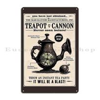 Teapot Cannon Alice Madness Returns Metal Plaque Poster Kitchen Designer Painting Wall Custom Retro Tin Sign Poster 20x30cm（7.8x11.8inch）