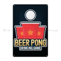 Beer Pong Drinking Game Metal Sign Party Painting Garage Character Cinema Tin Sign Poster 20x30cm（7.8x11.8inch）