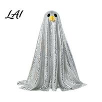 Ghost Outfit for Garden Goose Halloween Costume with Shiny Sequin Decor Decorative Clothing Set Statue Atmosphere Prop Holiday Yard Decorations B