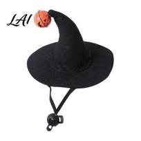 Adjustable Pet Hat Halloween Cat Wizard Hat Bent Pointed with Pumpkin Bell Elastic Strap Sequined Bow Festive for Cats Small Dogs Costume A