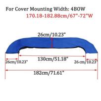Boat Cover 600D 4 Bow Bimini Top Yacht Canvas Waterproof Anti UV Winter Snow Boat Pontoon Cover No Frame Marine Accessories Blue 67-72w