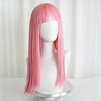 Cosplay Full Wig with Straight Bangs 24-Inch Pink Layered Wigs Long Straight Wig  Nightclub Bar rožinė