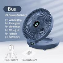 2IN1 Folding Fan & Air Cooler, Portable Desktop/Wall Mount Rechargeable Fan with 3 Speeds, Quiet Personal AC for Home Office