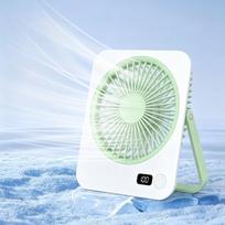 Desktop Wall Fan 1200mAh 5 Speed Digital Display USB Rechargeable Personal Cooler Strong Wind Low Noise for Home Office Dorm šviesiai žalios spalvos