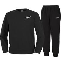 Nasa Unisex Loose Fit Sweatshirt With Wappen + Jogger Pants Set [Black] 95