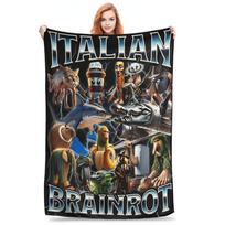 Italian Brainrot Meme Blanket Quality Warm Soft Throw Blanket Winter Boy Girl Home Decor Funny Bedspread Size: 75*100cm, Weight: 230 GSM