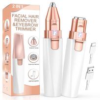 Painless 2 in 1 Rechargeable hair removal trimmer for women with Replaceable Heads, upper lip hair remover for women Eyebrow Razor face trimmer (Be